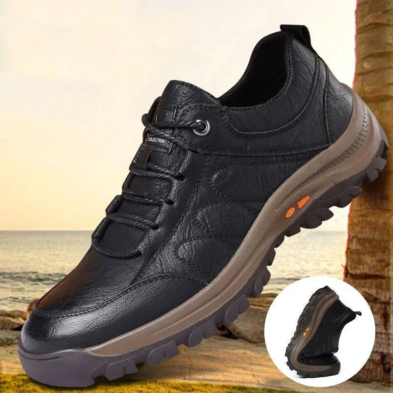 Men's Arch Support Shoes, StrideFlex Hand-Stitched Leather Slip-Ons With Cushioned Soles