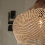 Kevara rotan hanglamp, handgeweven kap van natuurlijk materiaal, twee maten