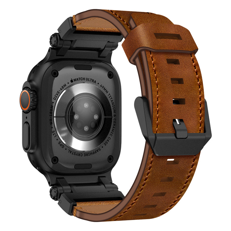 Řemínek na Apple Watch z kůže Crazy Horse, titanový adaptér, ručně šitý
