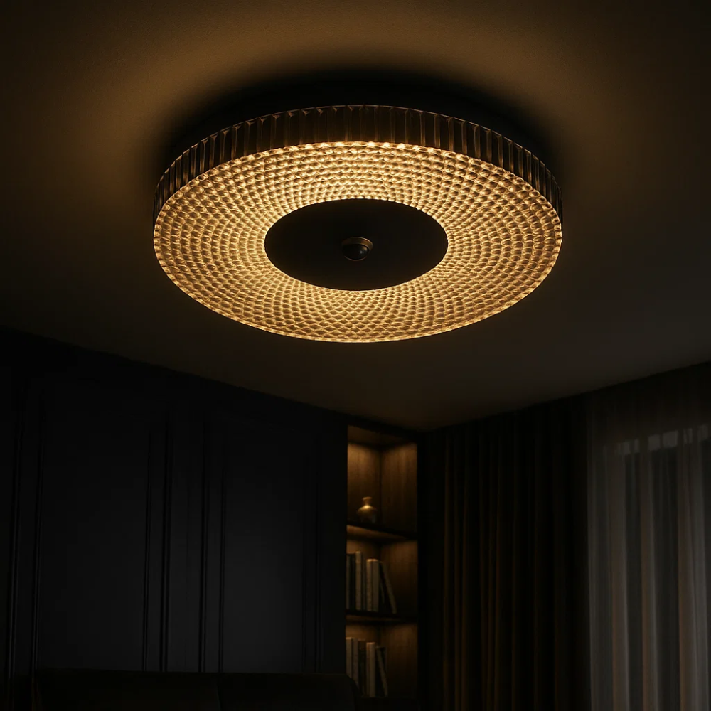 Plafonnier LED Luminia à montage encastré, finition élégante en métal et acrylique