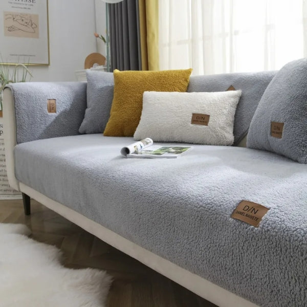 Housse de canapé imperméable en sherpa avec envers lavable antidérapant