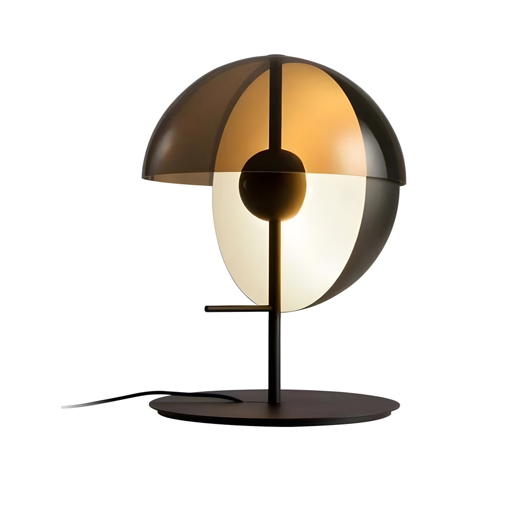 Astrae Half-Sphere Table Lamp With Smoked Glass Shade, Black Finish