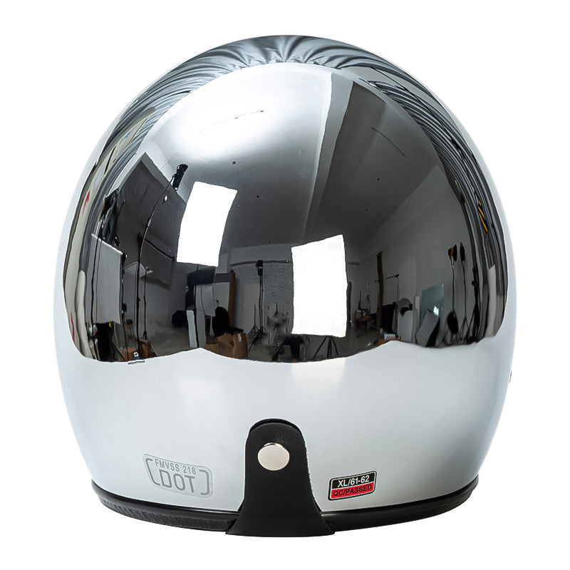 3/4 Motorcycle Helmet In Silver Finish, AstraVelo DOT & ECE Certified