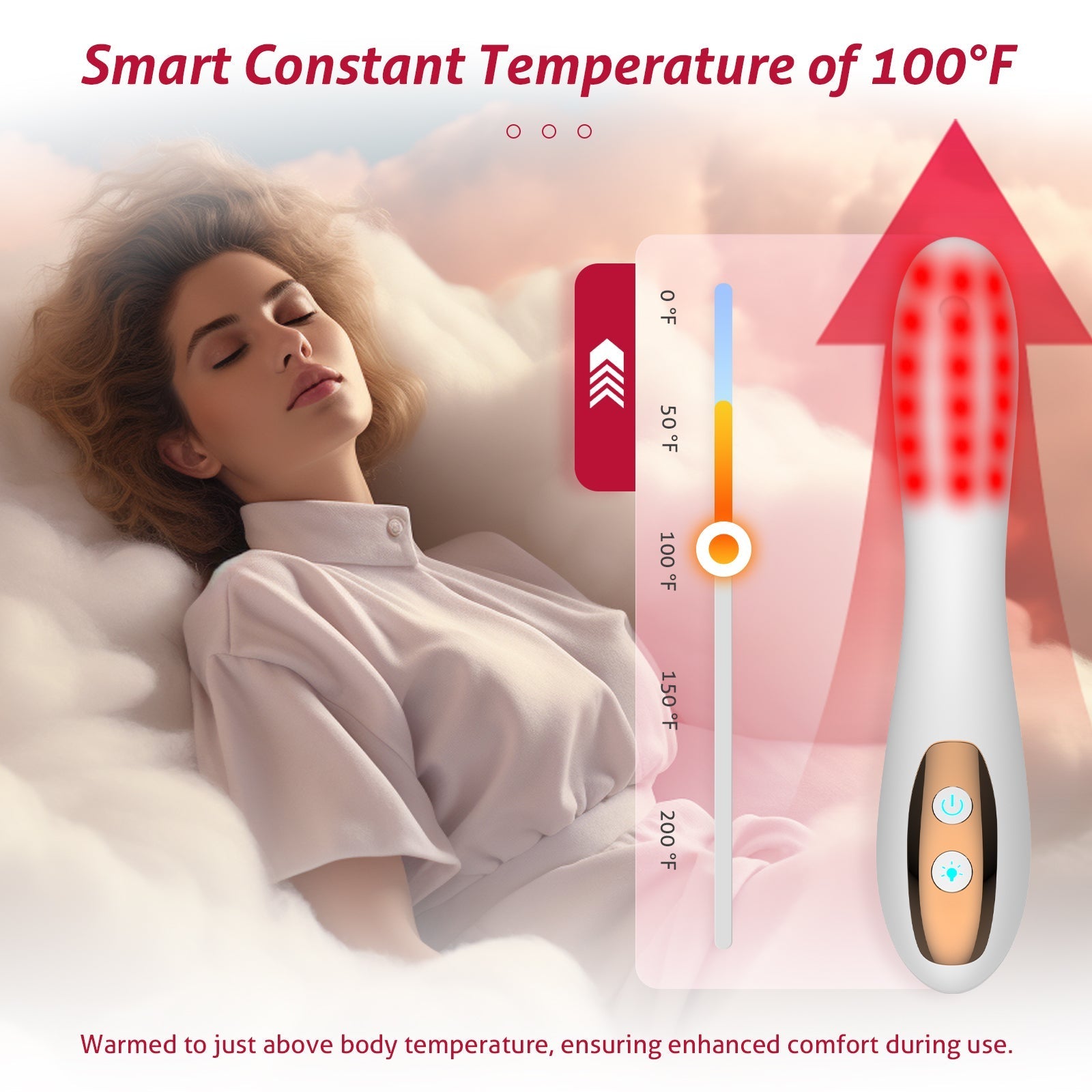 Dispositivo wellness da donna a luce rossa con calore e otto livelli di intensità
