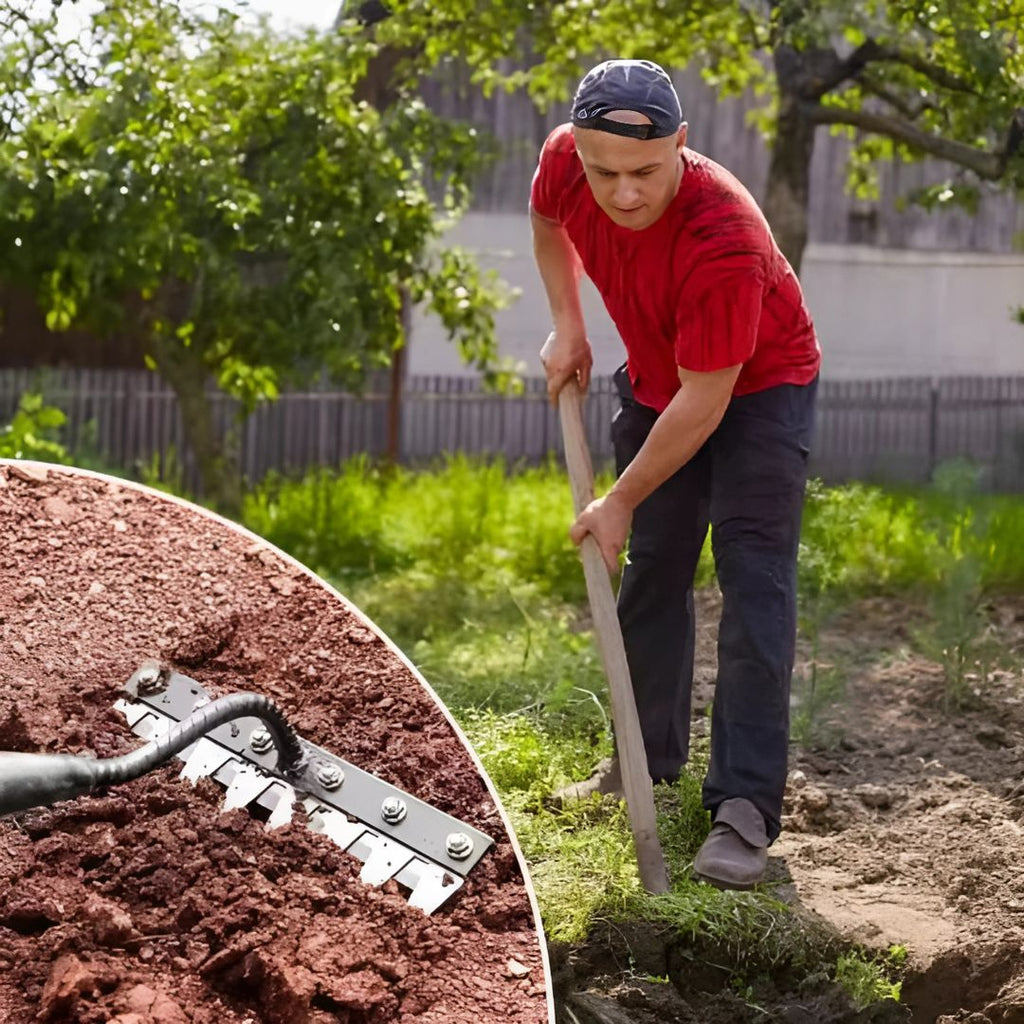 ThriveGard-teräshampainen puutarharikkaharava, ergonominen säädettävä kädensija