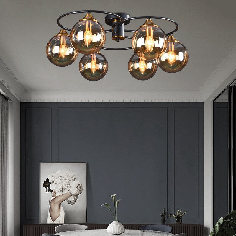 Valentina nordisk boble glasloftslampe, grå/amber | Fioriscas