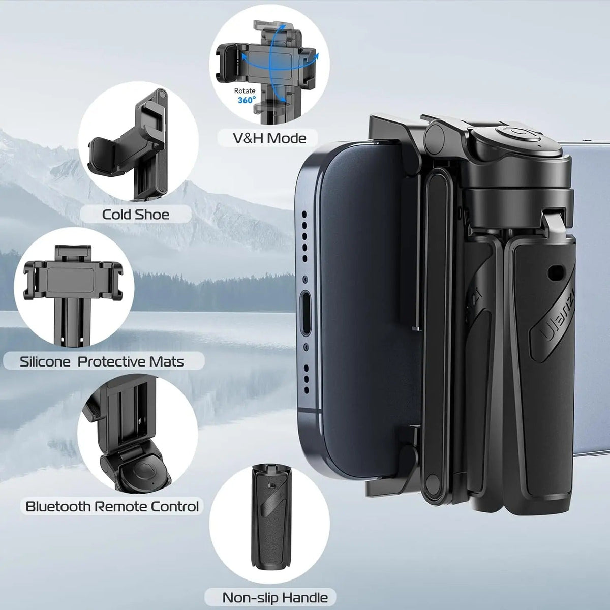 4-teiliges Selfie-Stick-Stativ mit Bluetooth für Reisende | Fioriscas