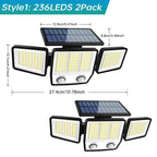 Lampada solare da esterno con sensore a tre teste, copertura del movimento a 270 gradi e 3000 lumen | Fioriscas