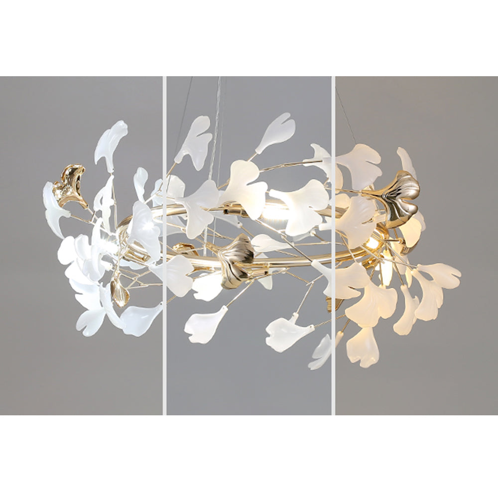 Olivia ginkgo-lehden muotoinen moderni metallinen kattokruunu, kulta | Fioriscas