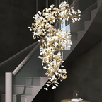 Olivia Modern Gold Staircase Chandelier, Metal & Ceramic - Neutralighting