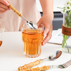 Bamboo & Stainless Steel Flatware Set, Eco-Friendly Dining Cutlery