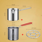 Stainless steel deep fryer with anti-scald handle & oil-saving design - Fioriscas