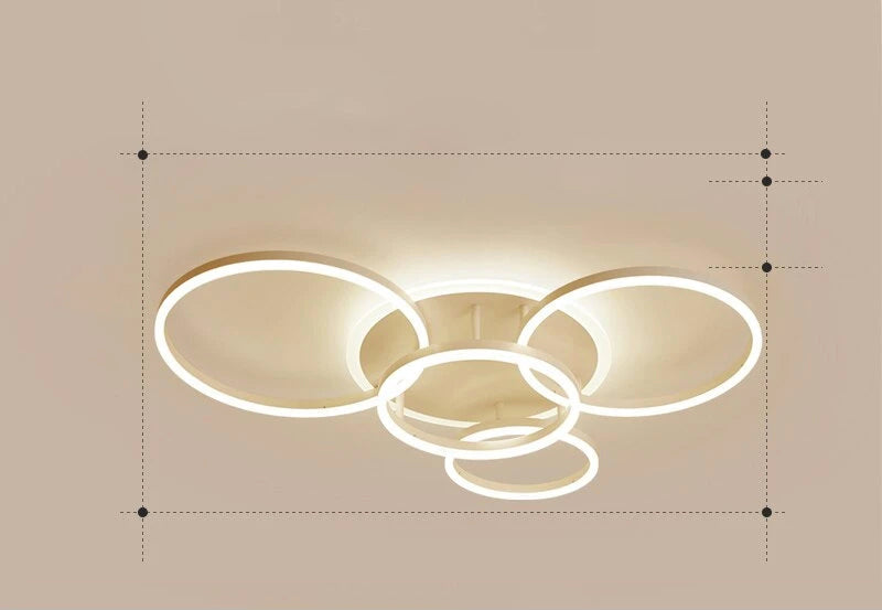 LunaRing Flydende Ring LED Loftslampe, Guld eller Hvid, Fjernbetjent Dæmpbar