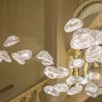 Cascading Glass Chandelier, Aluminum Frame, Adjustable 3000-6000K LED