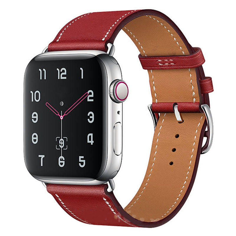 Bracelet Apple Watch en cuir véritable Marvelle, bande cousue main, 38-49 mm