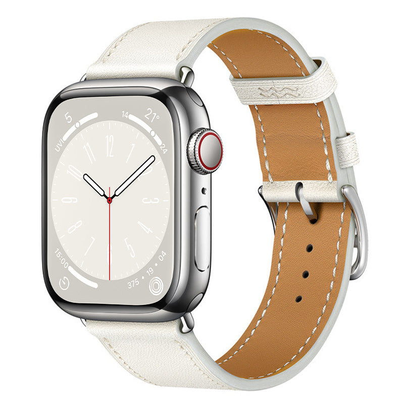 Bracelet Apple Watch en cuir véritable Marvelle, bande cousue main, 38-49 mm