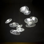 Cascading Glass Chandelier, Aluminum Frame, Adjustable 3000-6000K LED