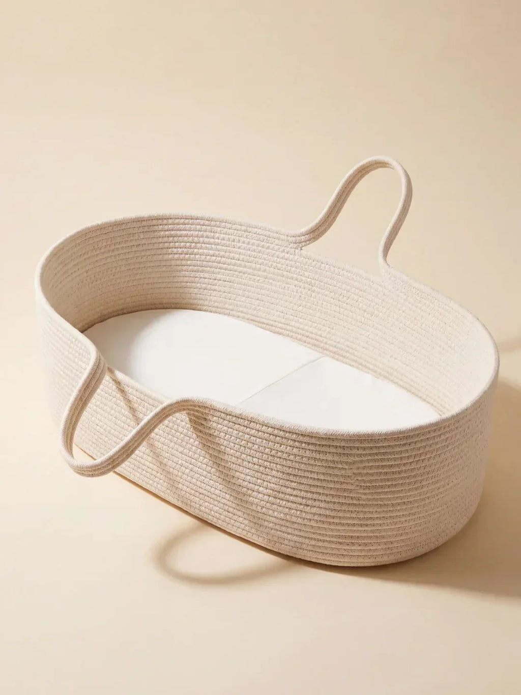 Hand-Braided Cotton Rope Moses Basket with Fitted Mattress Included