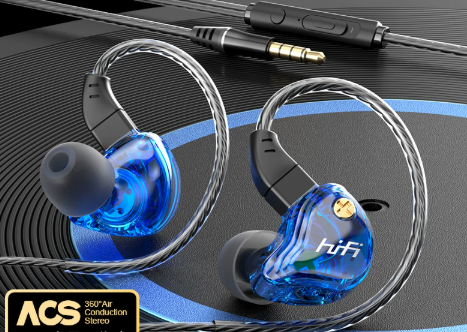 HiFi In-ear Headphones, with High-quality Sound, Changeable Cable Design, Mounting Ear Design & Ergonomics, for Sports, Study & More