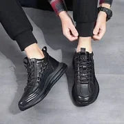 Aurelian Men's Leather Sneakers, Cushioned Sole & Crocodile-Print Finish