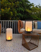 Stainless Steel & Glass Outdoor Terrace Light, Rust-Resistant Rectangle Design