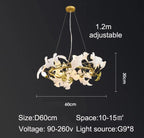 Ceramic Petal Chandelier, LumaPetal Design With Dimmable LED Glow
