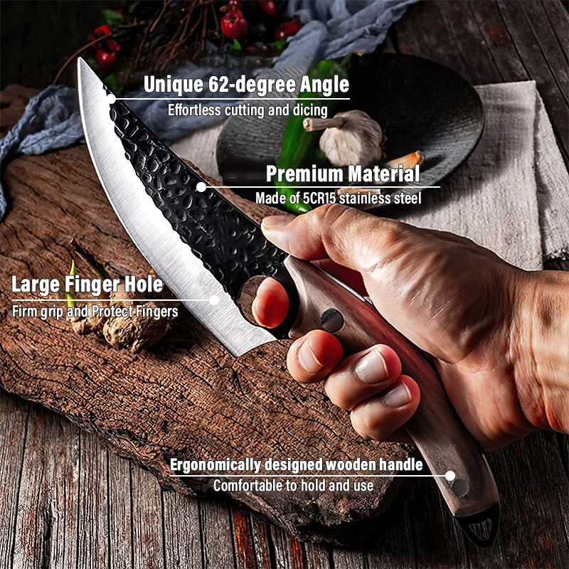 Japanese-Style Chef Knife, OrionKoi Wood-Handle Stainless Blade