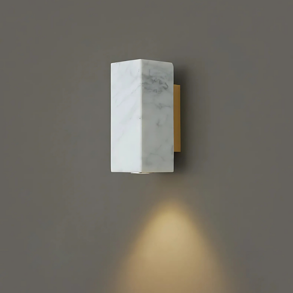 Maris vägglampa i sten och metall, G9 LED, fyrkantig eller rund