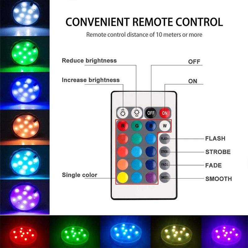 Vodotěsné ponorné LED světlo do bazénu s dálkovým ovládáním, RGB