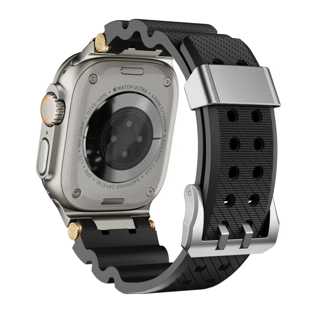 Apple Watch -ranneke, ArloGear-ventiloitu silikoniranneke teräksisellä soljella