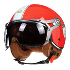 NovaStride Retro Open-Face Helmet with Bubble Visor Shield, ABS Shell