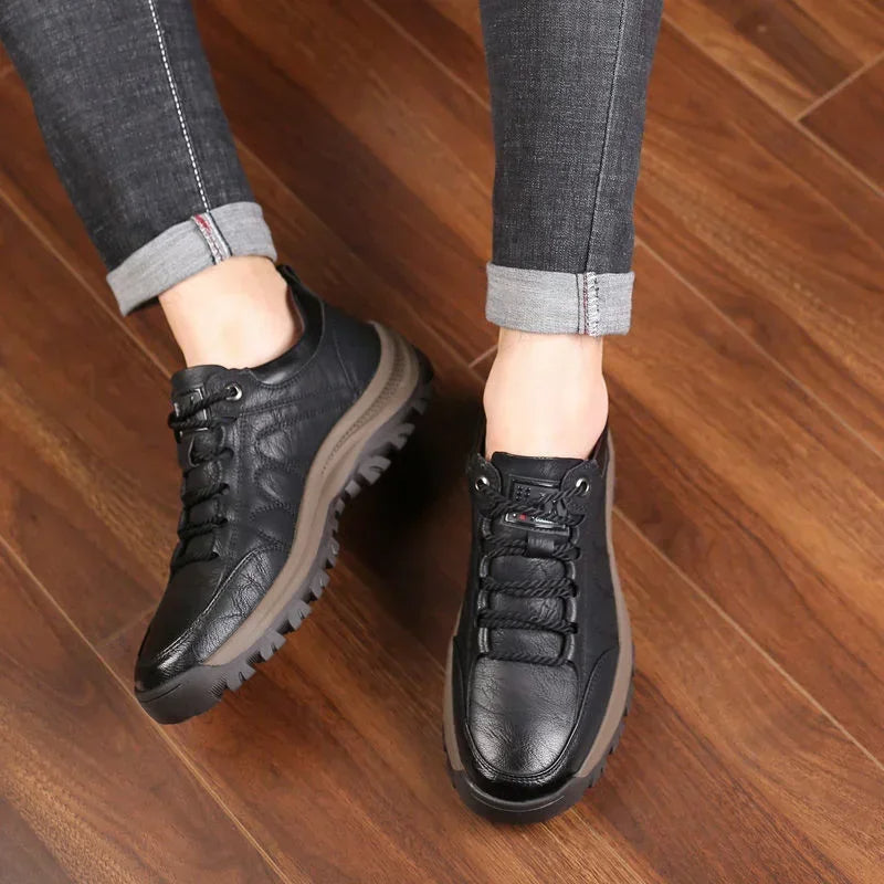 Men's Arch Support Shoes, StrideFlex Hand-Stitched Leather Slip-Ons With Cushioned Soles