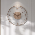 Holzwanduhr „Aeron“ im skandinavisch-minimalistischen Stil, geräuschloses Quarzwerk