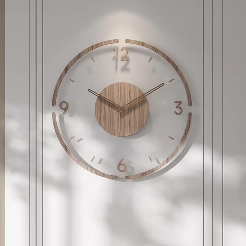 Holzwanduhr „Aeron“ im skandinavisch-minimalistischen Stil, geräuschloses Quarzwerk
