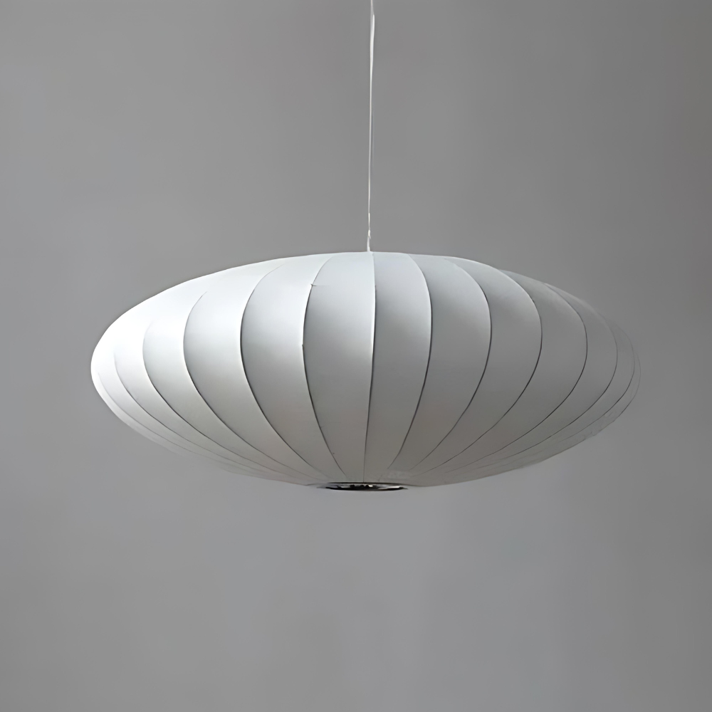 Pendellampe Aethera med elfenbensfarvet silkefinish, rund loftslampe, to størrelser