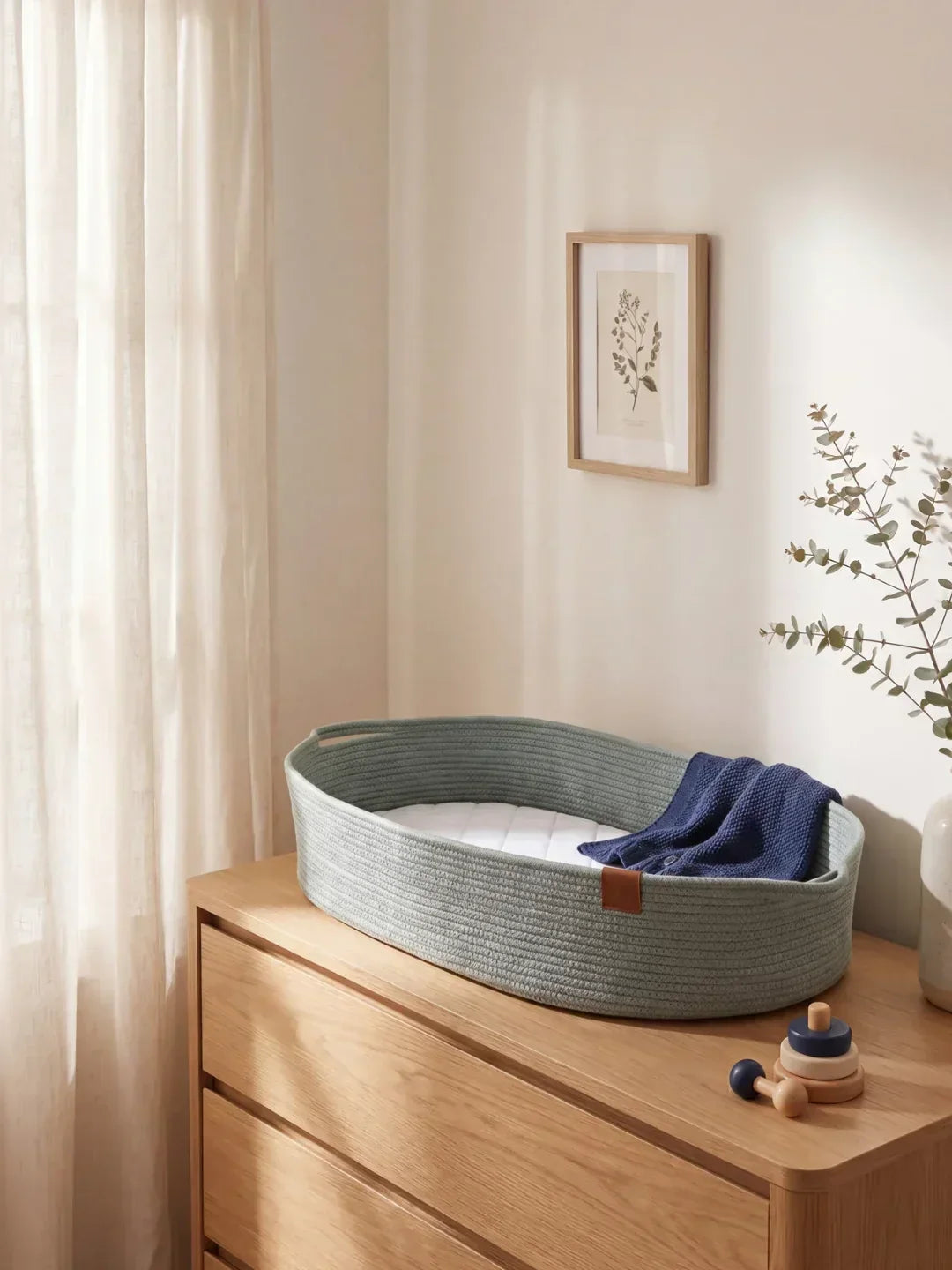 Portable Cotton Rope Baby Changing Basket with Pad | Fioriscas