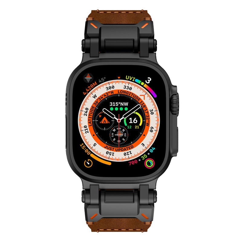 Řemínek na Apple Watch z kůže Crazy Horse, titanový adaptér, ručně šitý
