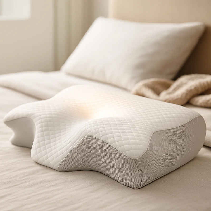 SomniEase ergonomisk memoryskum-nakkepude med kontur og støtte til nakken