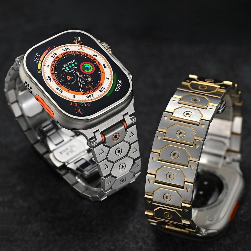 Vantira FusionX Titanium Apple Watch Band, Hexagonal Link Design
