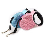 Trela retráctil de luxo com brilhantes para cães e gatos pequenos - Fioriscas