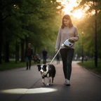 Automatiskt hundkoppel med LED-lampa och ergonomiskt halkfritt handtag - Fioriscas