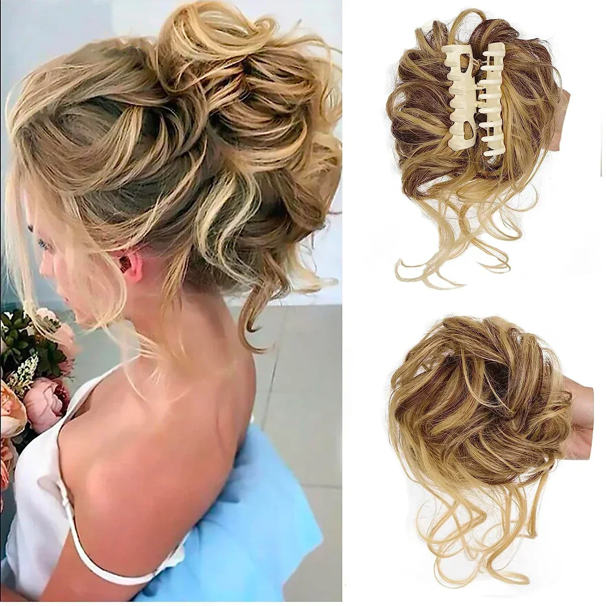 Curly Hair Bun – Clip-in Hair Piece with Volume and Natural Look