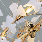 Olivia ginkgo-lehden muotoinen moderni metallinen kattokruunu, kulta | Fioriscas