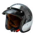 3/4 Motorcycle Helmet In Silver Finish, AstraVelo DOT & ECE Certified