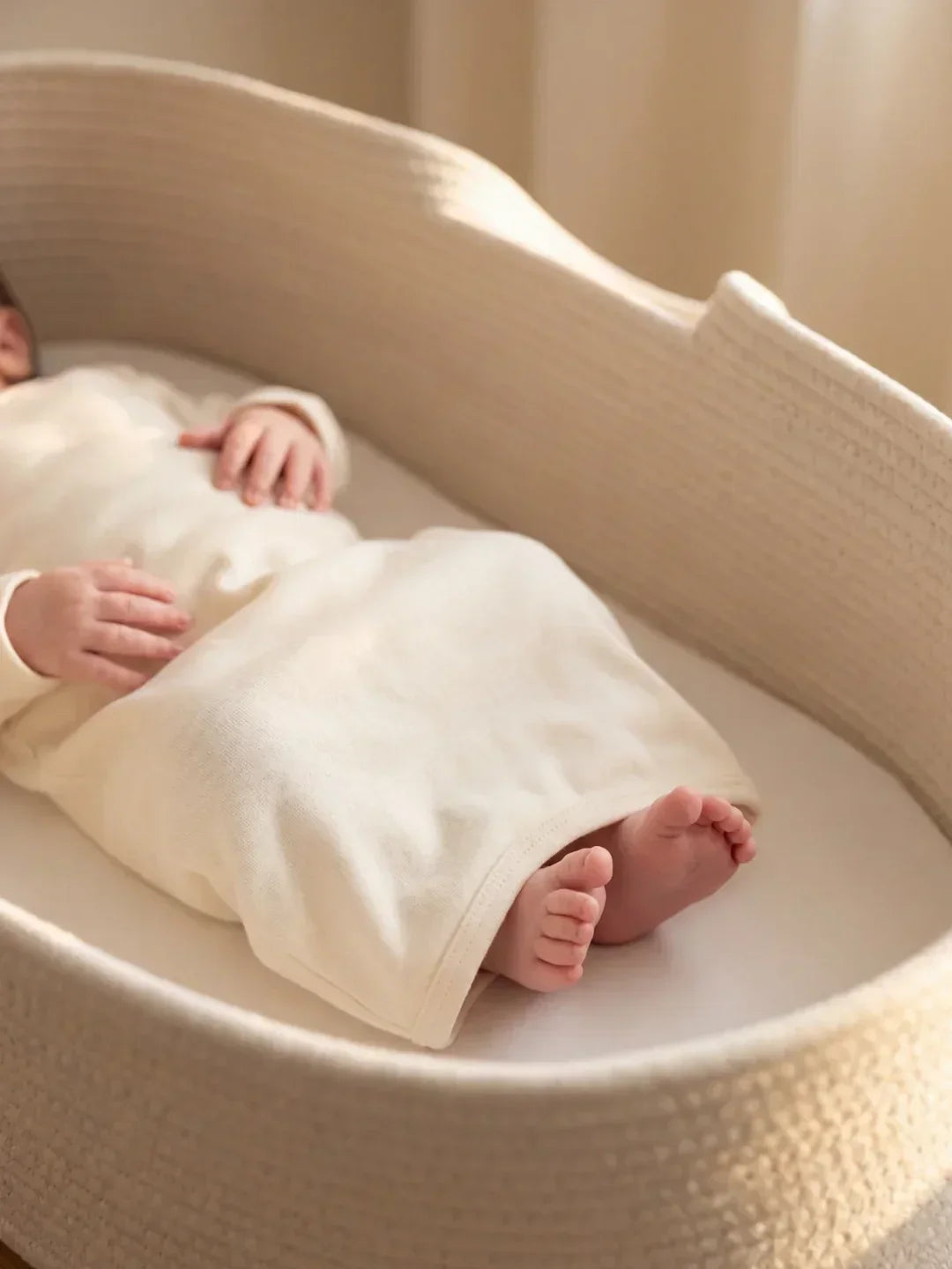 Hand-Braided Cotton Rope Moses Basket with Fitted Mattress Included