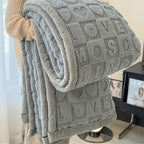 SnugLoom Coral Fleece Blanket, Reversible Heart & Letter Print