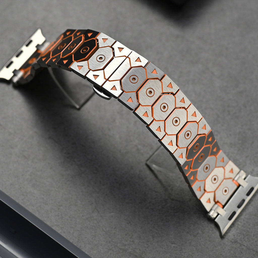 Vantira FusionX Titanium Apple Watch Band, Hexagonal Link Design