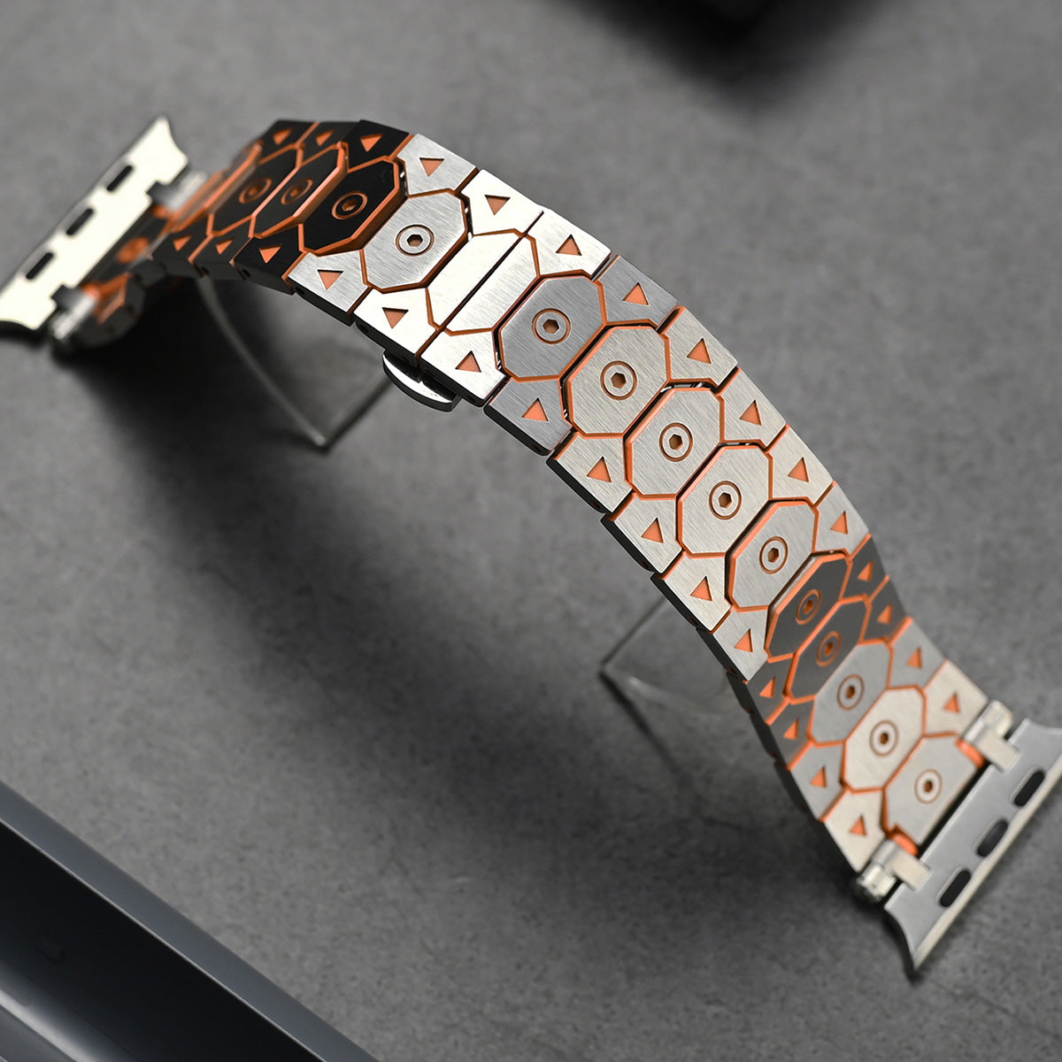 Vantira FusionX Titanium Apple Watch Band, Hexagonal Link Design