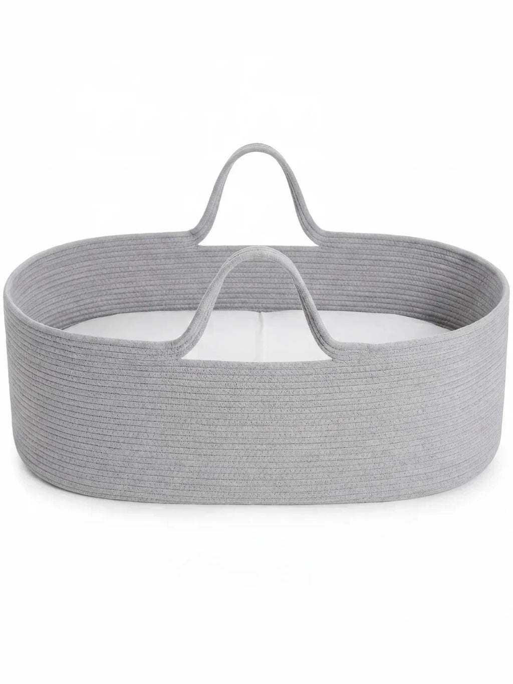 Hand-Braided Cotton Rope Moses Basket with Fitted Mattress Included