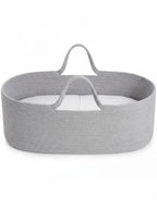 Hand-Braided Cotton Rope Moses Basket with Fitted Mattress Included